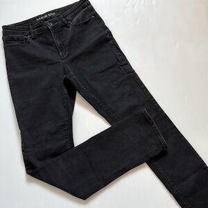 Lands' End Black Denim Mid rise, straight leg Jeans.  Women’s size 8 tall